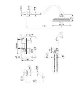 Душевая система Elghansa Terrakotta 54C0986 (Set-26) встраиваемая с верхним душем, хром