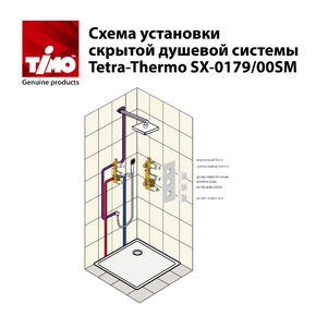 Душевая система скрытого монтажа с термостатом Timo Tetra-Thermo SX-0179/03SM Черный