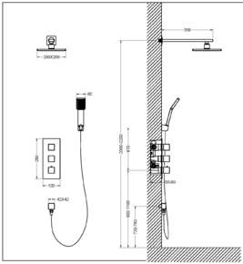 Душевая система скрытого монтажа с термостатом Timo Tetra-Thermo SX-0179/03SM Черный