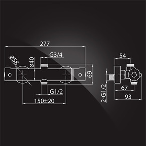 Душевая система термостат Elghansa SHOWER SET 6500172-2C (Set-25),хром