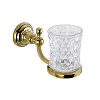 Cтакан для ванной с держателем Elghansa PRAKTIC GOLD PRK-412-Gold стекло, золото