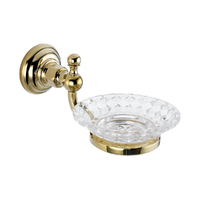 Мыльница для ванной с держателем Elghansa PRAKTIC GOLD PRK-452-Gold стекло, золото