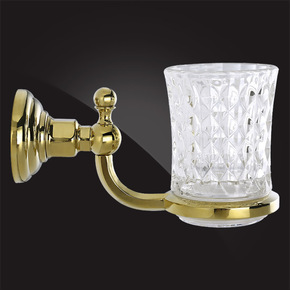 Cтакан для ванной с держателем Elghansa PRAKTIC GOLD PRK-412-Gold стекло, золото